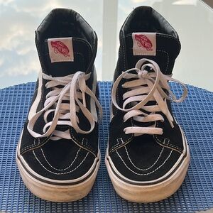 Vans Black and White High-Top Skate Sneakers